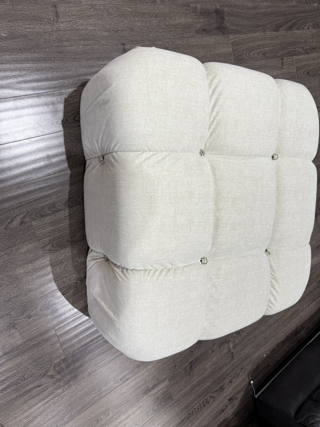 Cream Tufted Ottoman - photo 2