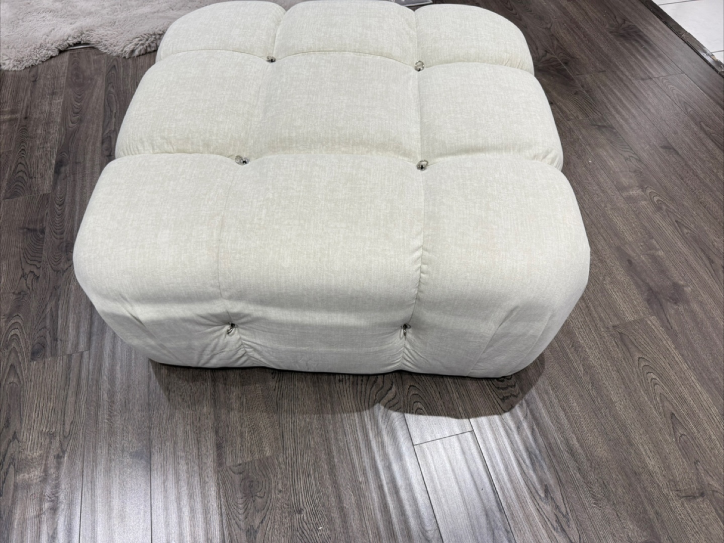 Cream Tufted Ottoman - photo 4