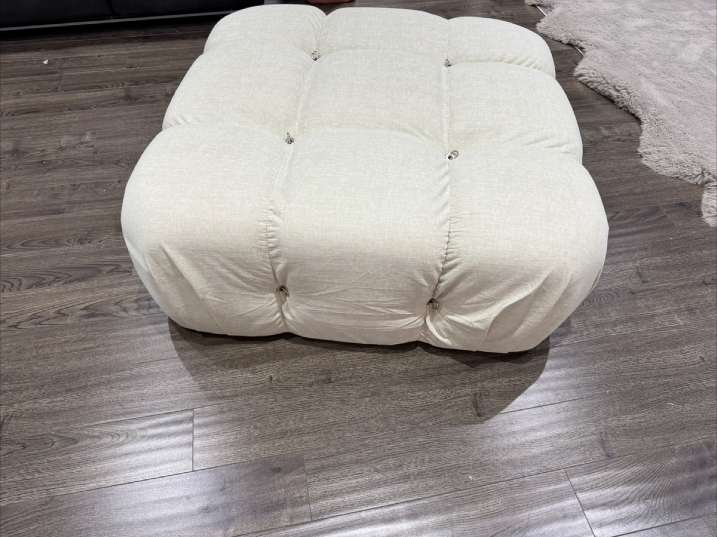 Cream Tufted Ottoman