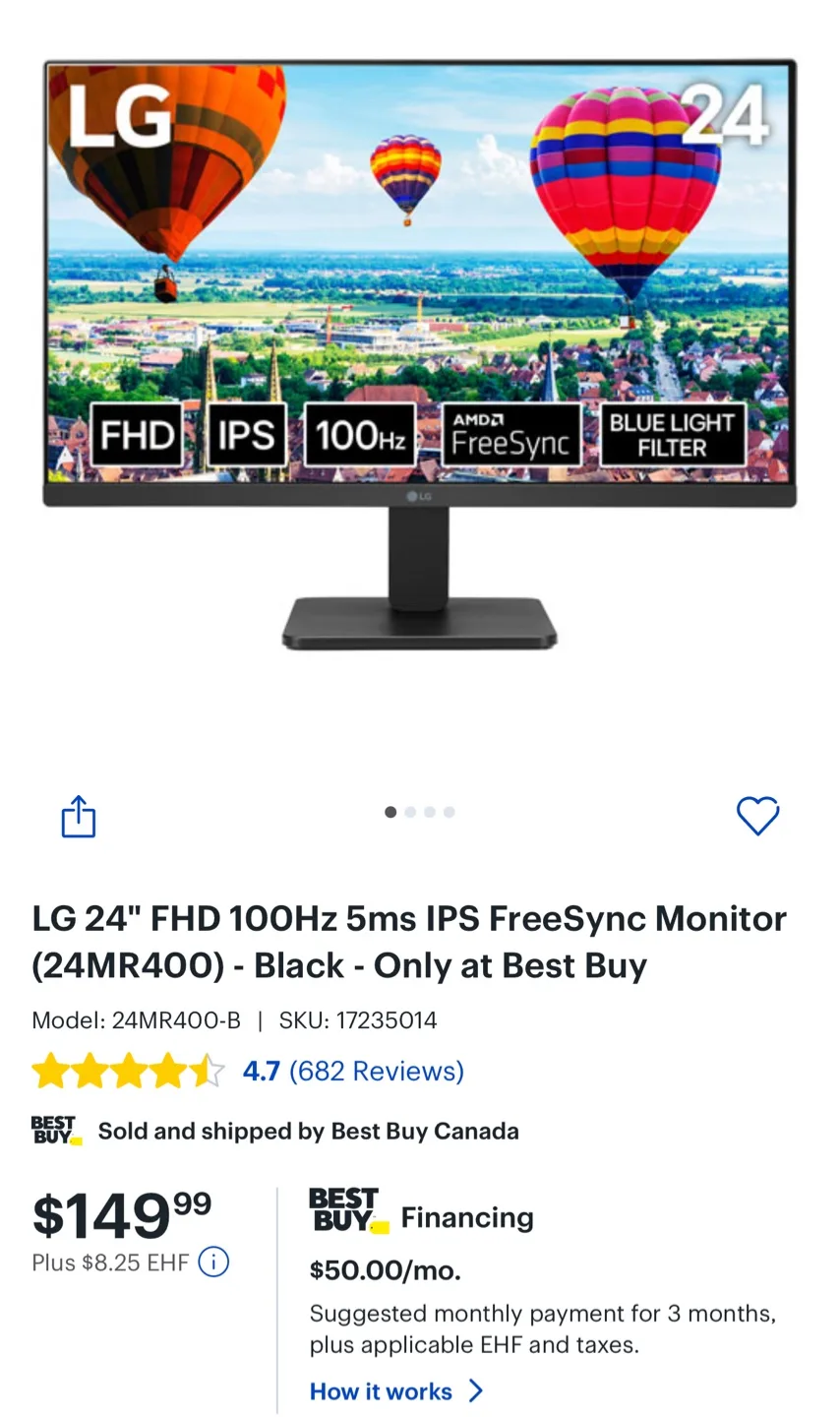 LG 24MR400-B 24" FHD 100Hz Monitor thumbnail