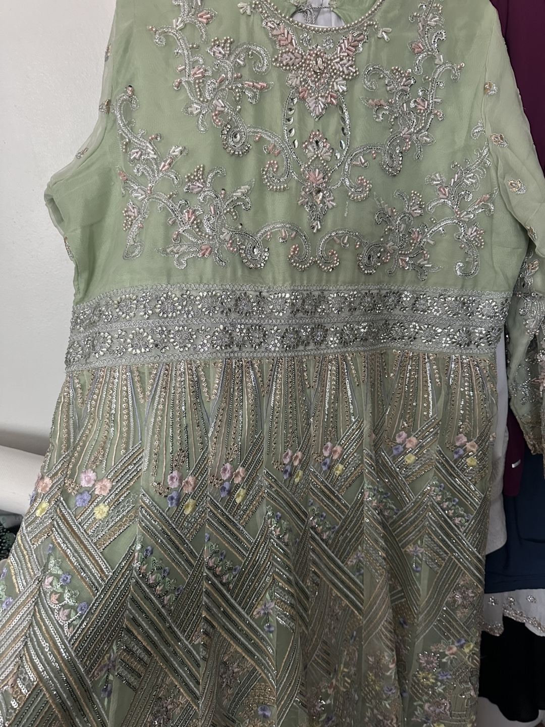 Embroidered Dress - Light Green - photo 3