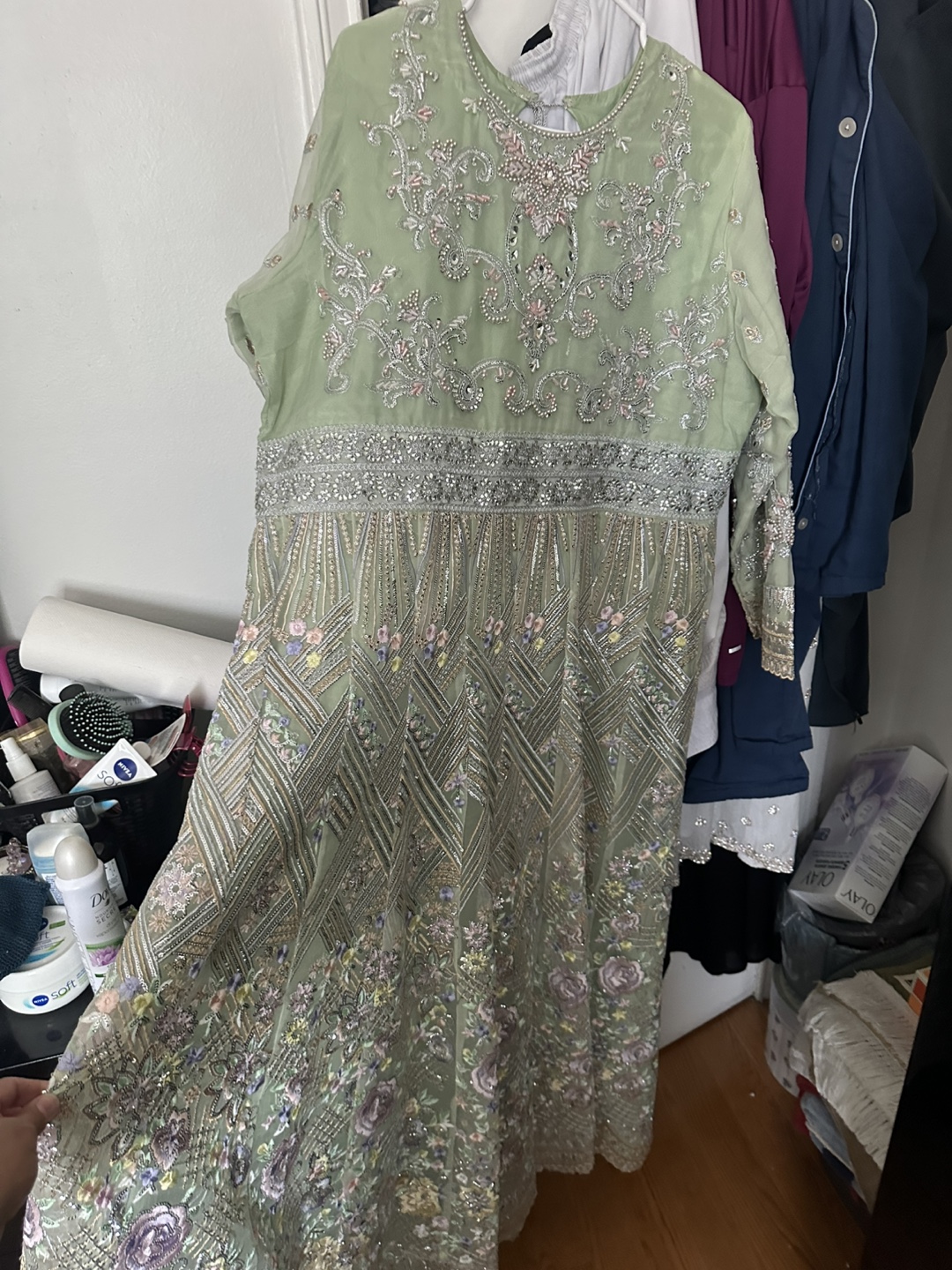 Embroidered Dress - Light Green - photo 4