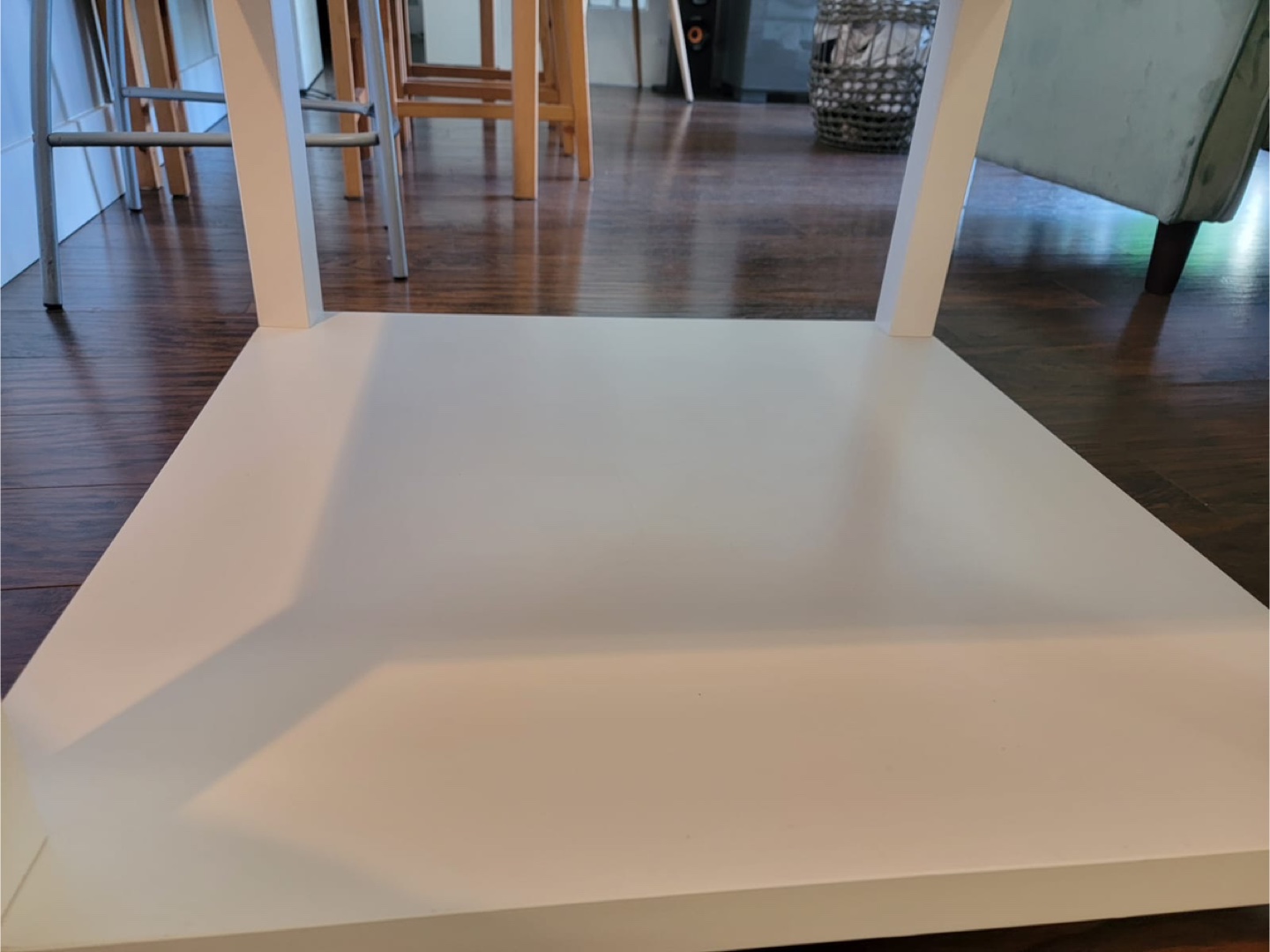 White Square Coffee Table with Wheels - photo 4