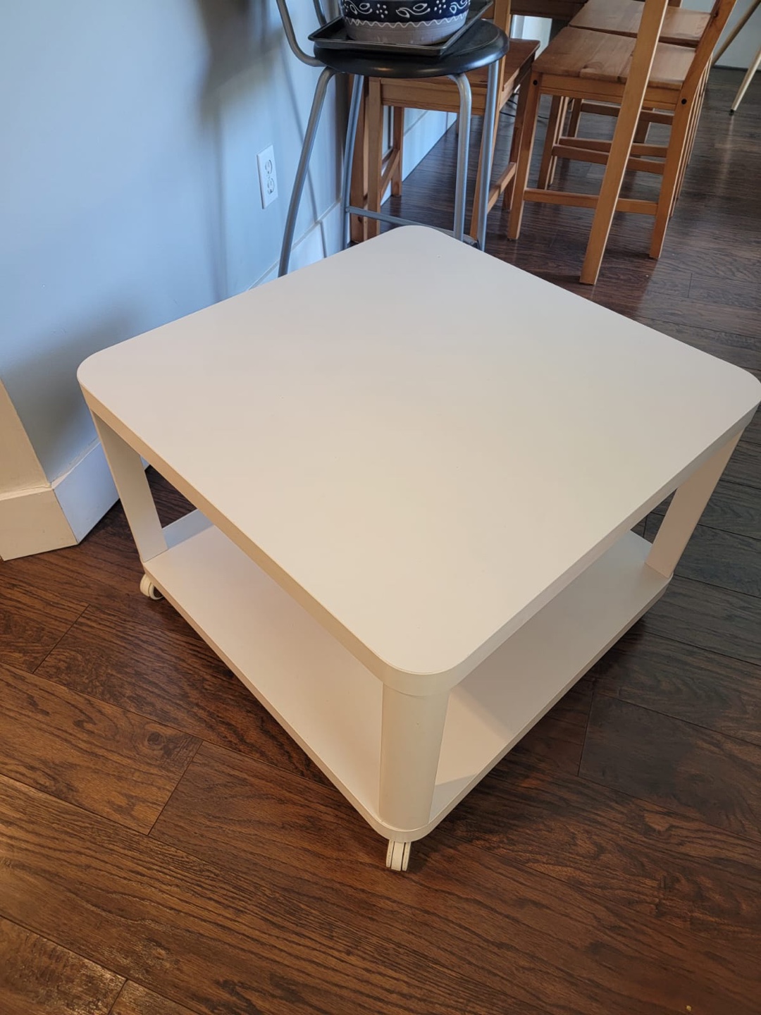 White Square Coffee Table with Wheels