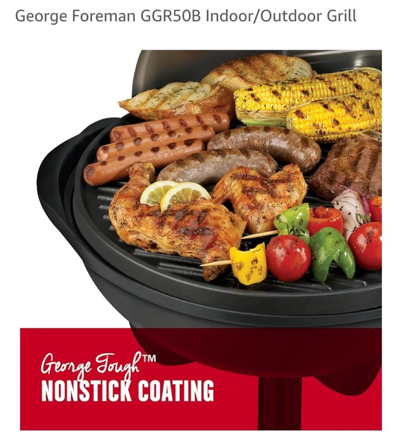 George Foreman GGR50B Indoor/Outdoor Grill electric image indicator(4)