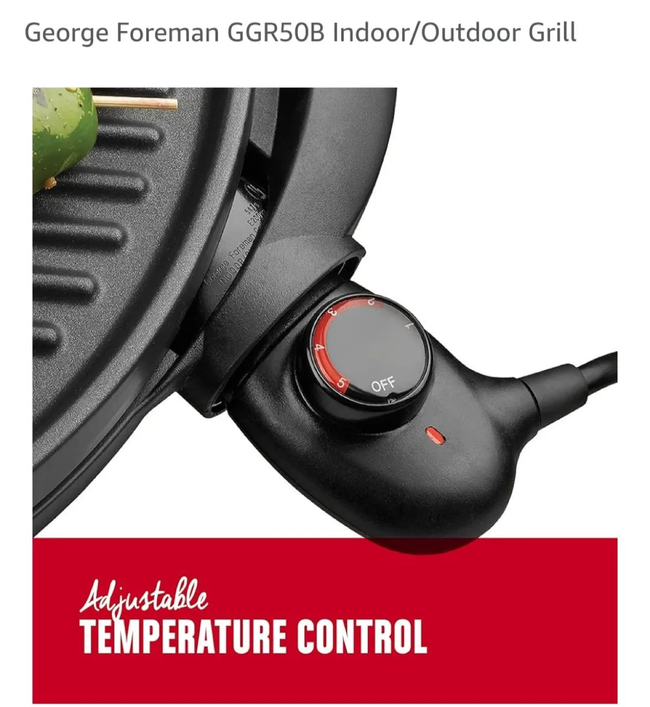 George Foreman GGR50B Indoor/Outdoor Grill electric image indicator(5)