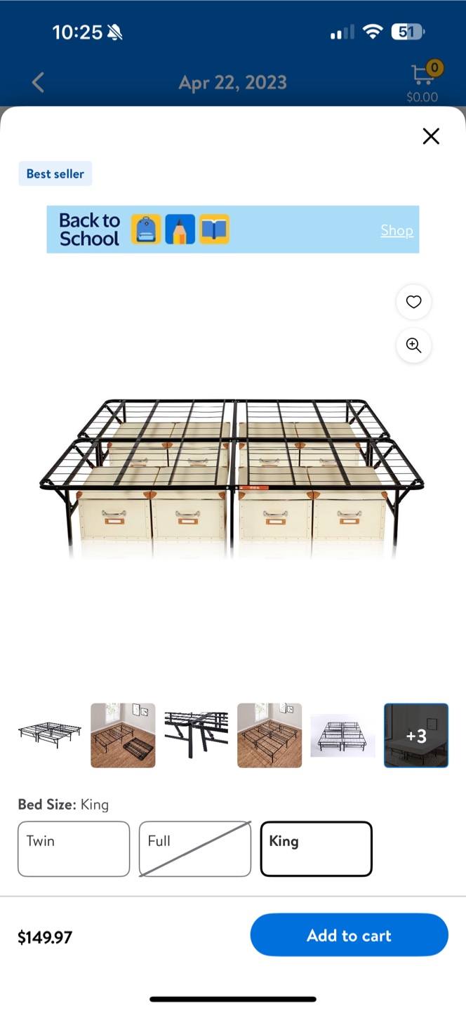Mainstays King Size Foldable Steel Bed Frame - photo 2