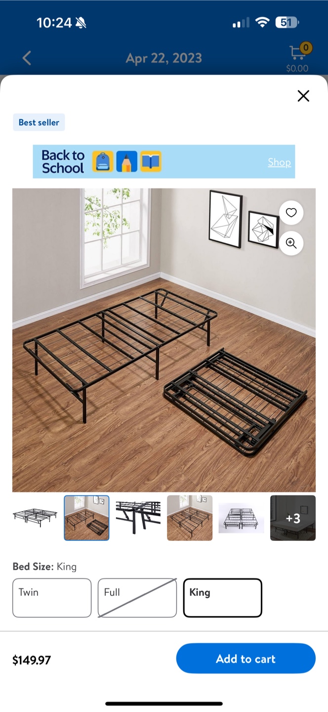 Mainstays King Size Foldable Steel Bed Frame - photo 3