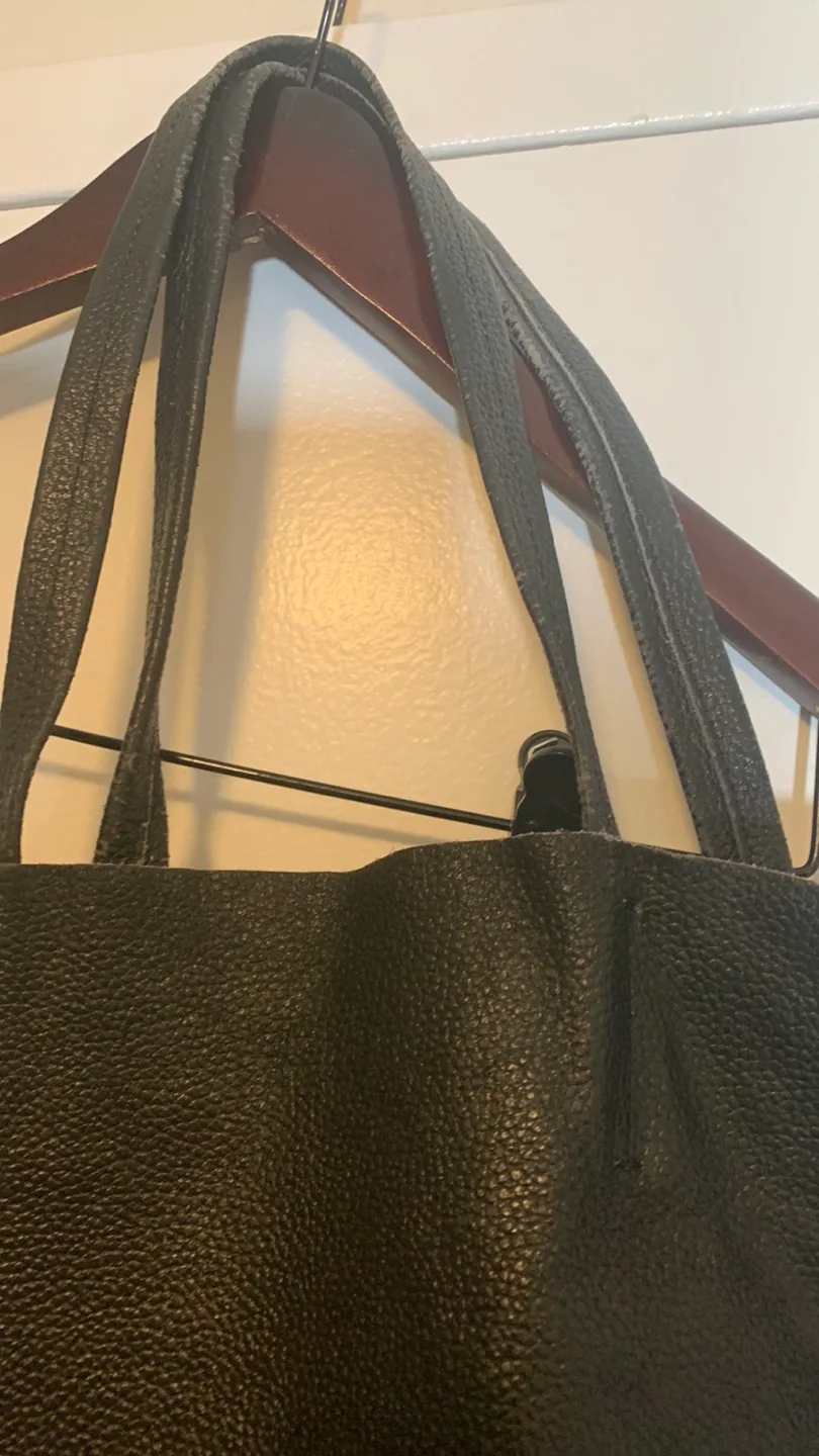 Black Leather Tote Bag image indicator(2)