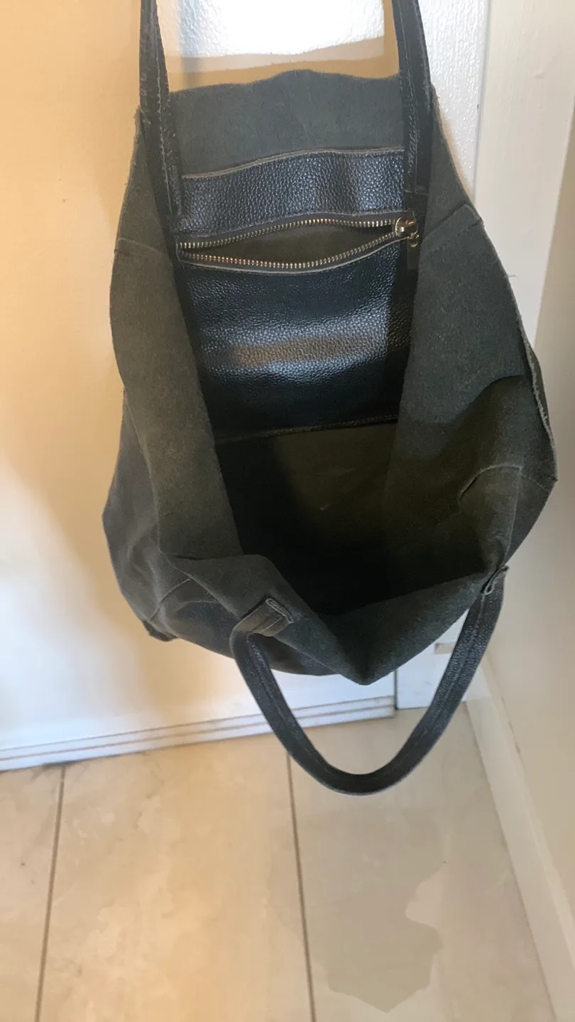 Black Leather Tote Bag image indicator(3)