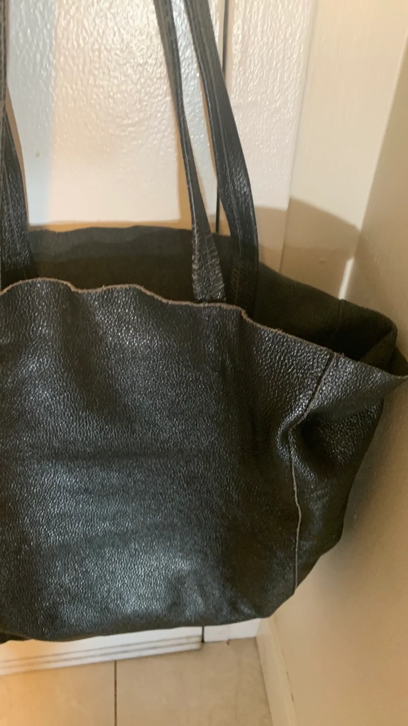 Black Leather Tote Bag image indicator(8)