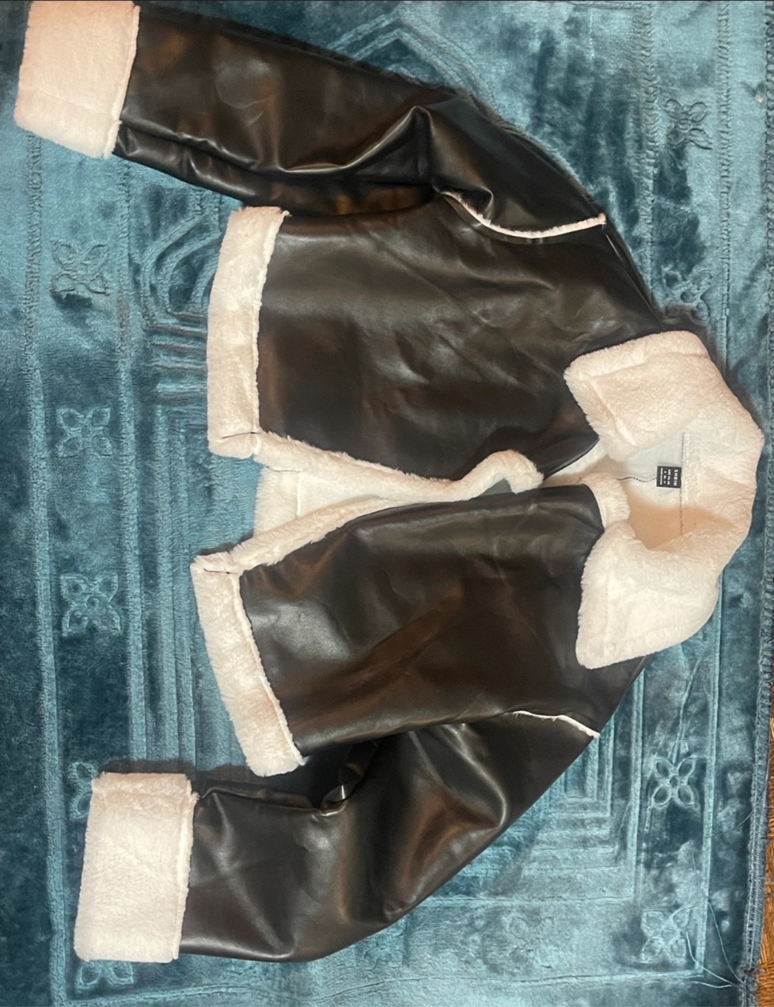 Shein Black & White Faux Leather Jacket