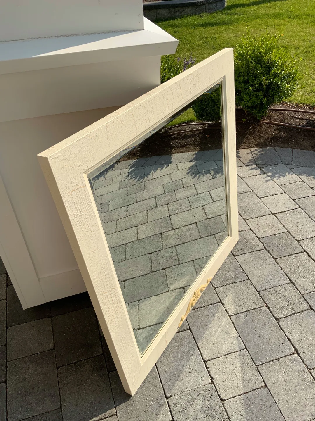 GORGEOUS Very Large beveled mirror designer painted /antiqued image indicator(3)