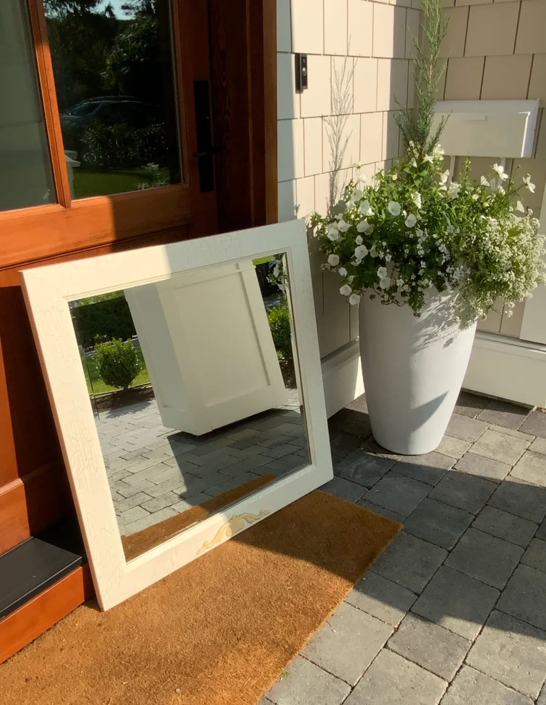 GORGEOUS Very Large beveled mirror designer painted /antiqued image indicator(2)