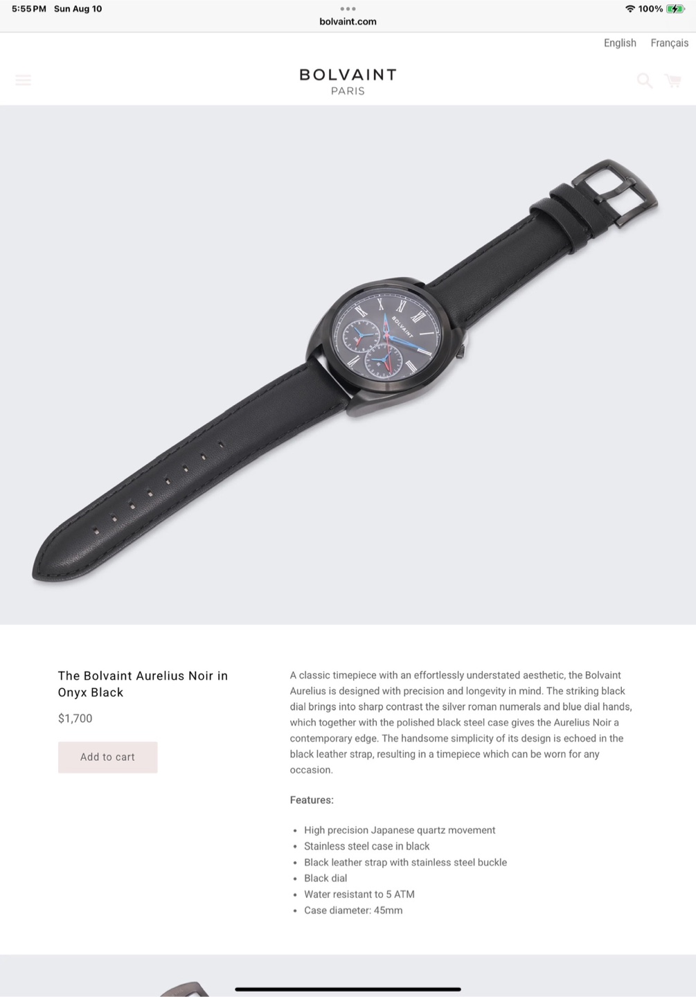 Bolvaint Aurelius Noir Onyx Black Watch