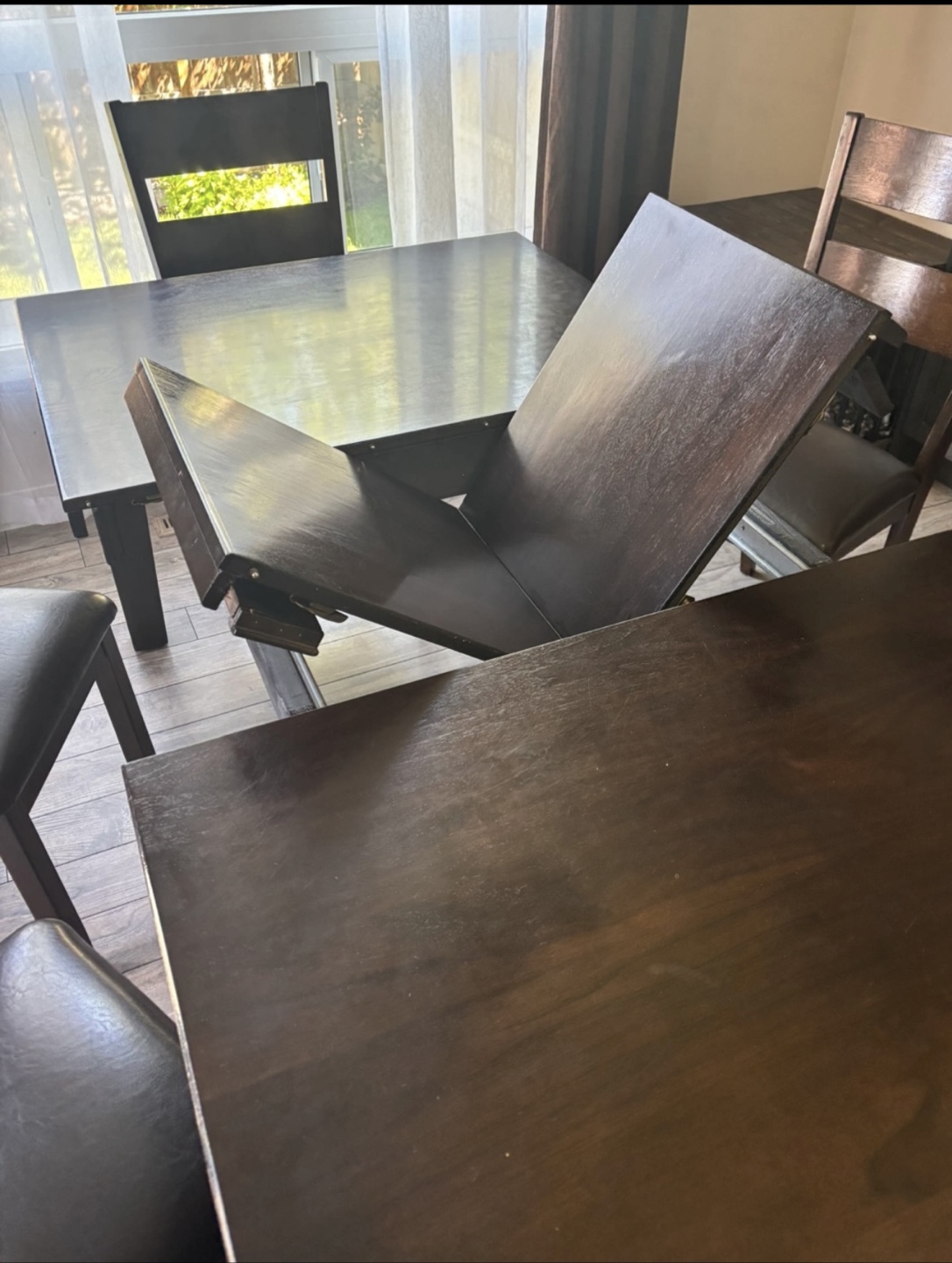 Dark Wood Dining Table with Extension Leaf - photo 2