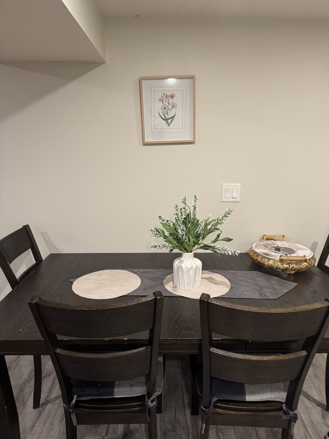 Dark Wood Dining Table with Extension Leaf