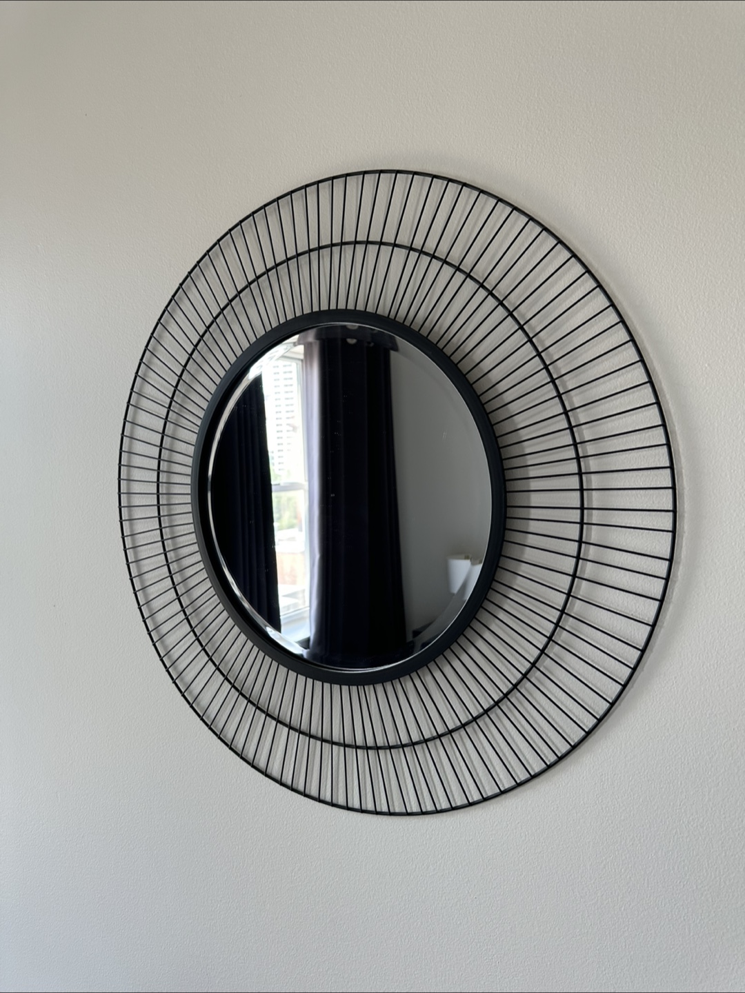 Round Black Metal Mirror - 28 inch Diameter