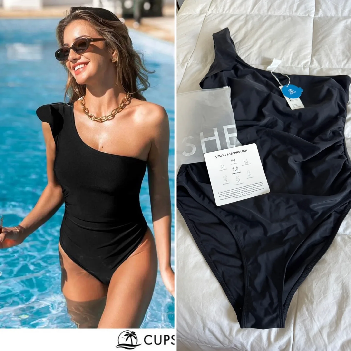 Ladies Brand New Bathing Suit with tags Size XL - Black thumbnail