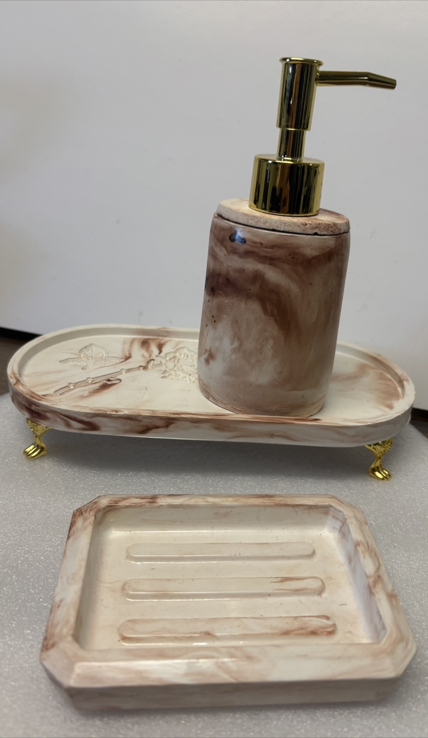 Handmade Bathroom Set Soap Dispenser and Bar Soap - photo 3