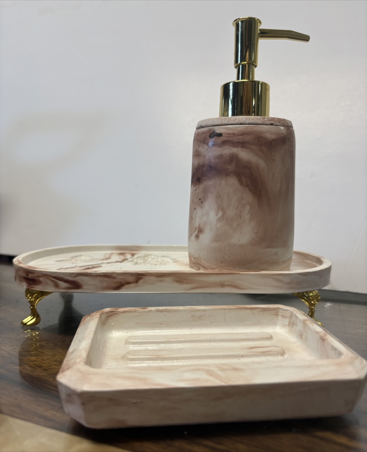 Handmade Bathroom Set Soap Dispenser and Bar Soap