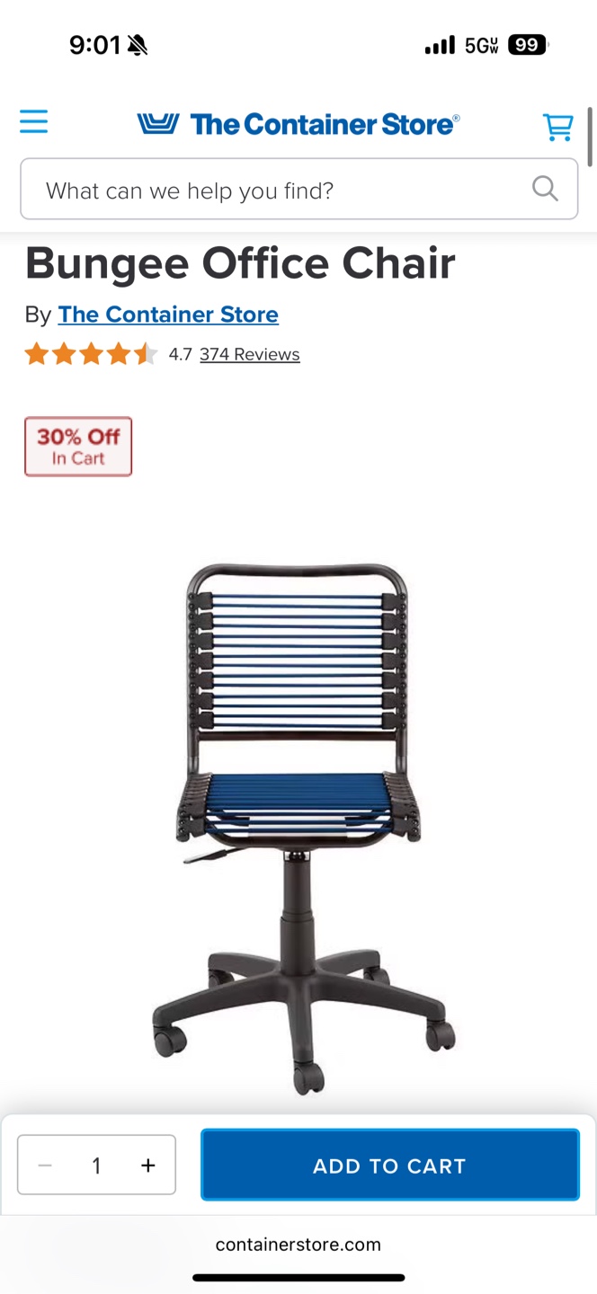 Blue Bungee Cord Office Chair - photo 2