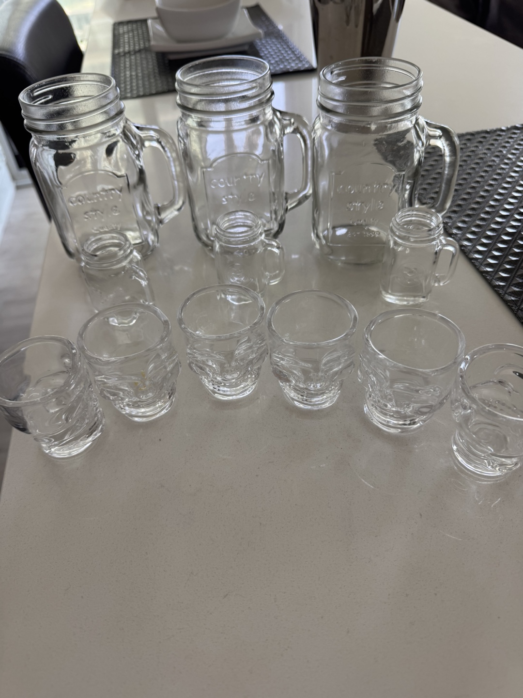 Mason Jar Mugs & Skull Shot Glasses
