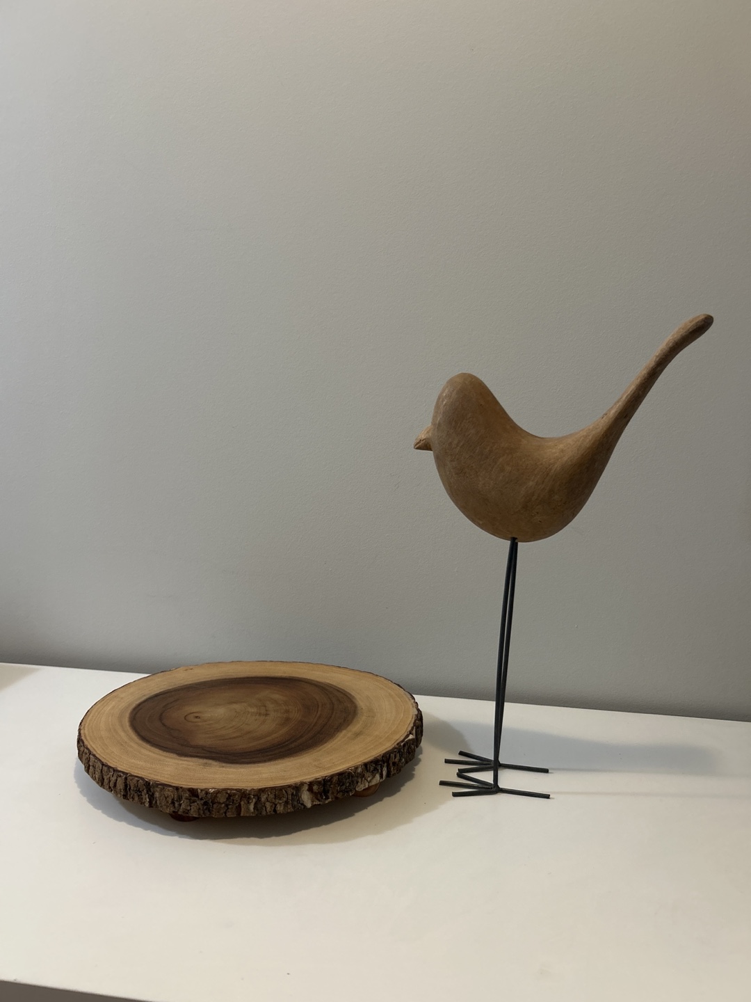 Wood Tray & Bird Decor
