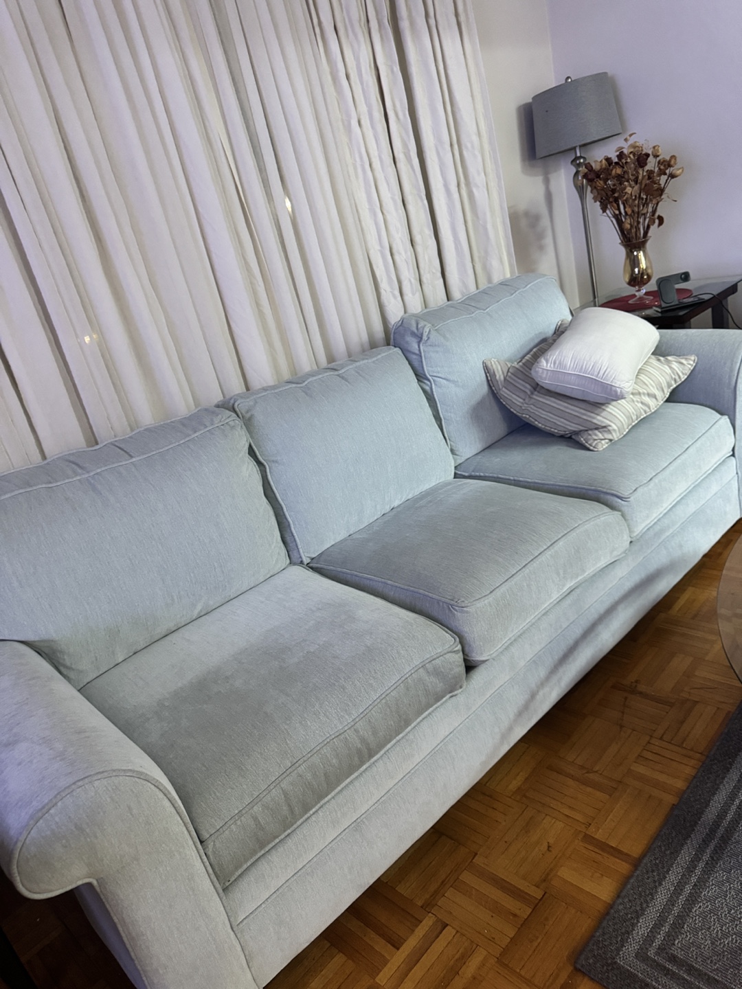 Sklar Peppler Home Light Blue Sofa, Loveseat, Chair & Ottoman