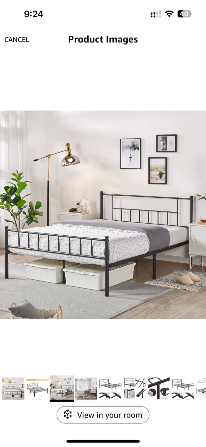 King Black Metal Bed Frame with Headboard - photo 3