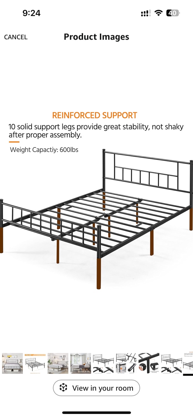King Black Metal Bed Frame with Headboard - photo 2