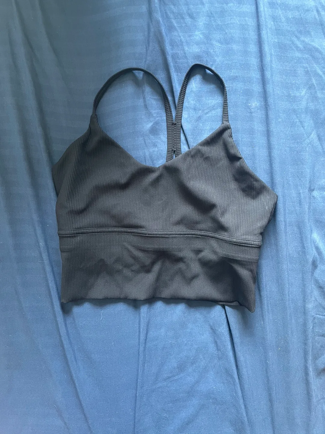 Aerie Black Ribbed Sports Bra - Size S