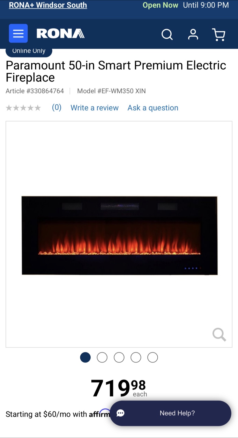 Paramount 50-in Smart Premium Electric Fireplace