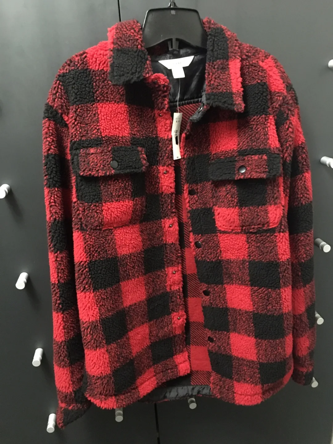 Joe Fresh Red & Black Buffalo Plaid Sherpa Shirt - S image indicator(2)