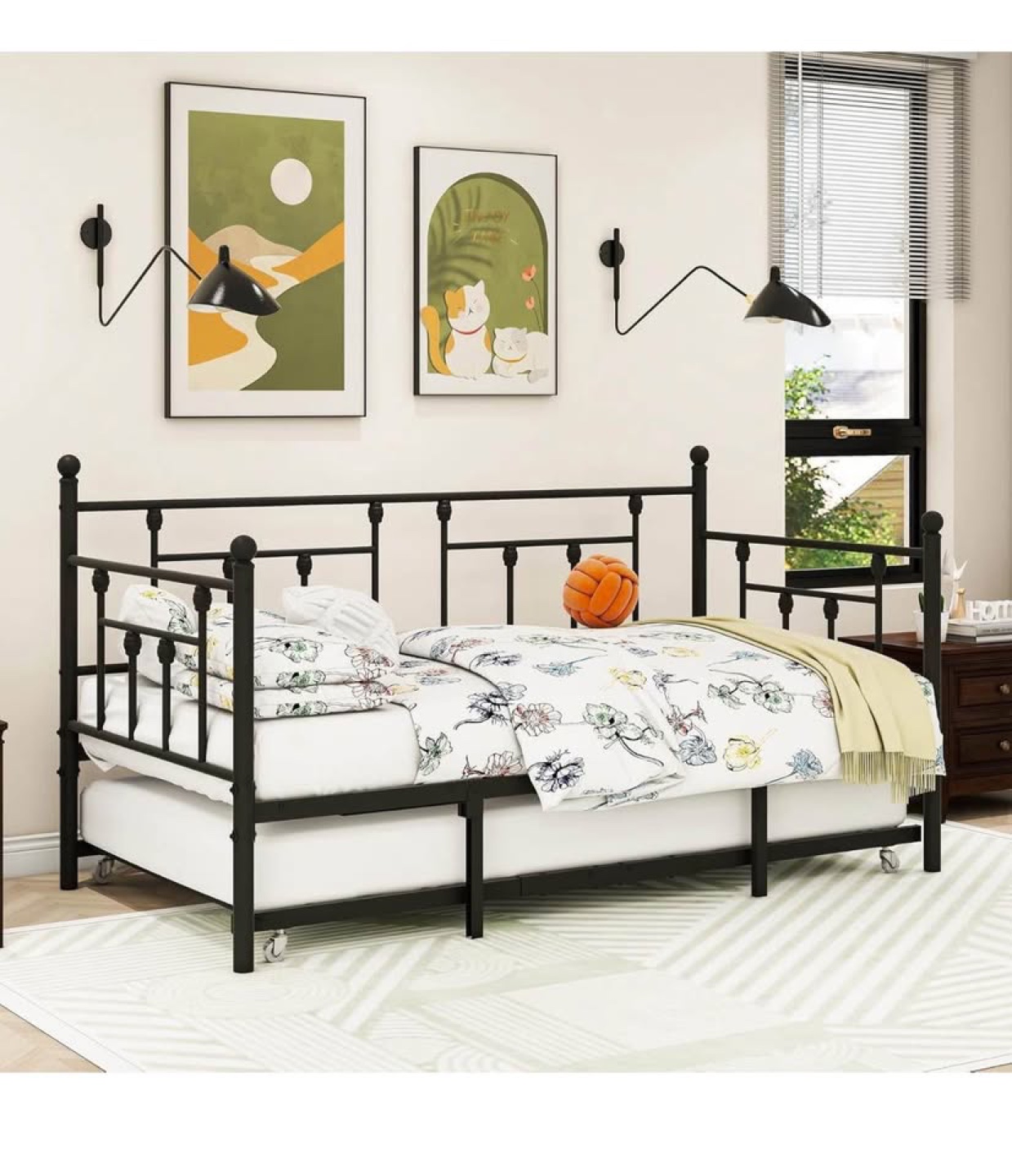 Metal Daybed Frame Black Dock2-Ki14 - photo 3