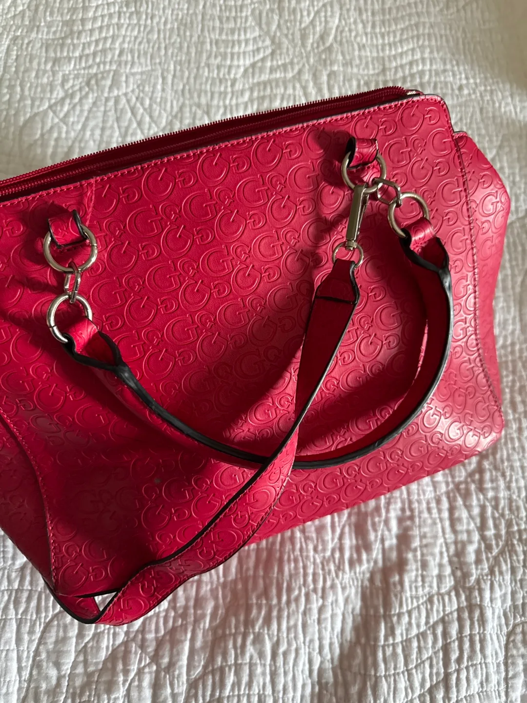 Guess Red Embossed Satchel image indicator(3)