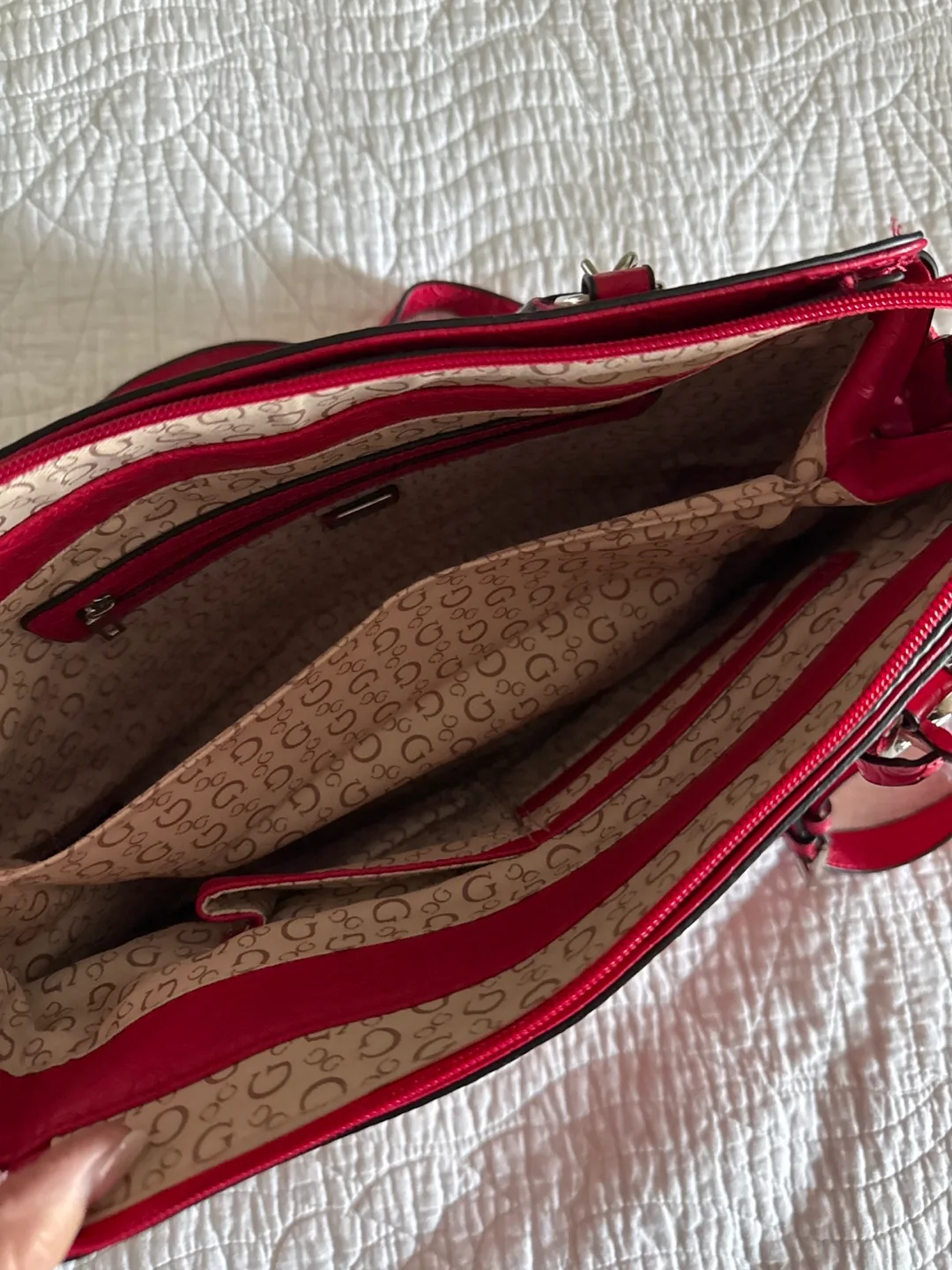 Guess Red Embossed Satchel image indicator(2)