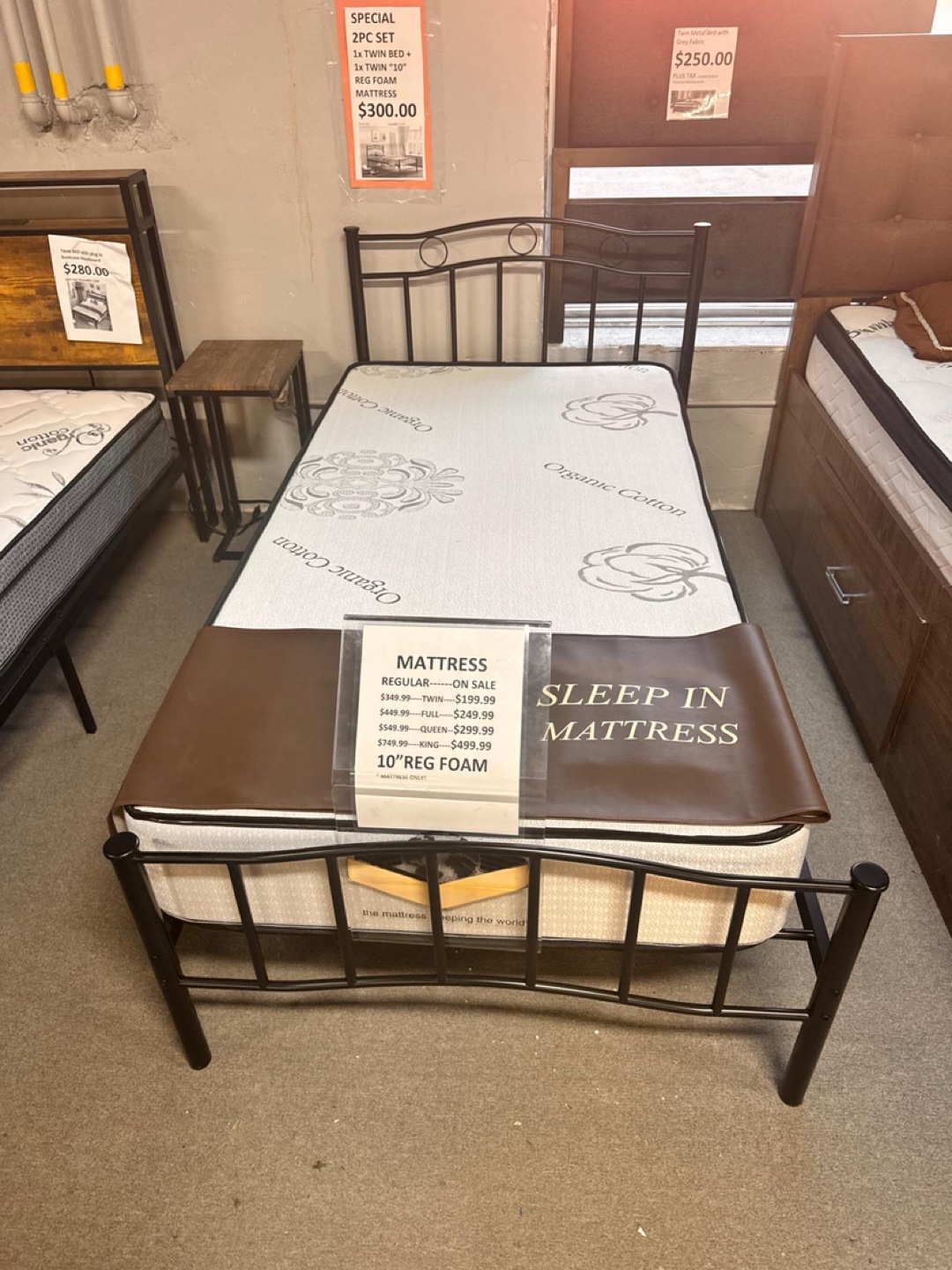 Twin bed and mattress $299
