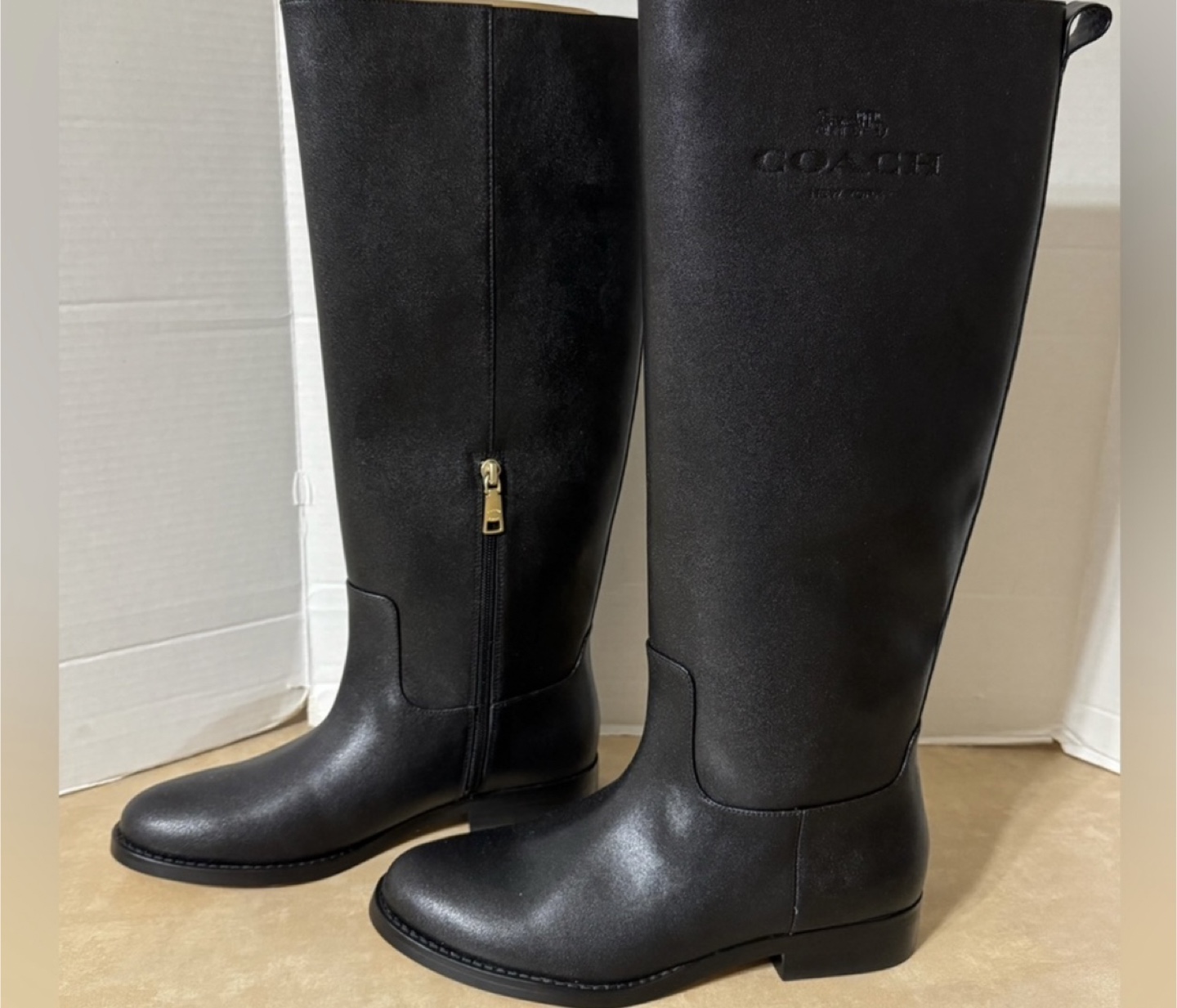Coach Black Leather Riding Boots Size 7 - photo 3