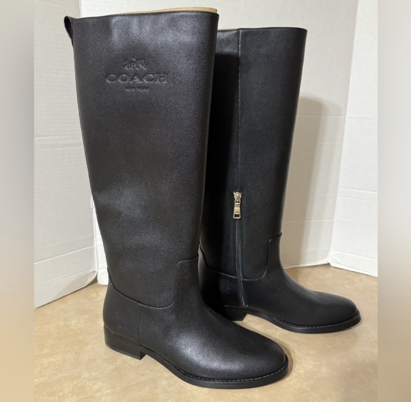 Coach Black Leather Riding Boots Size 7 - photo 2