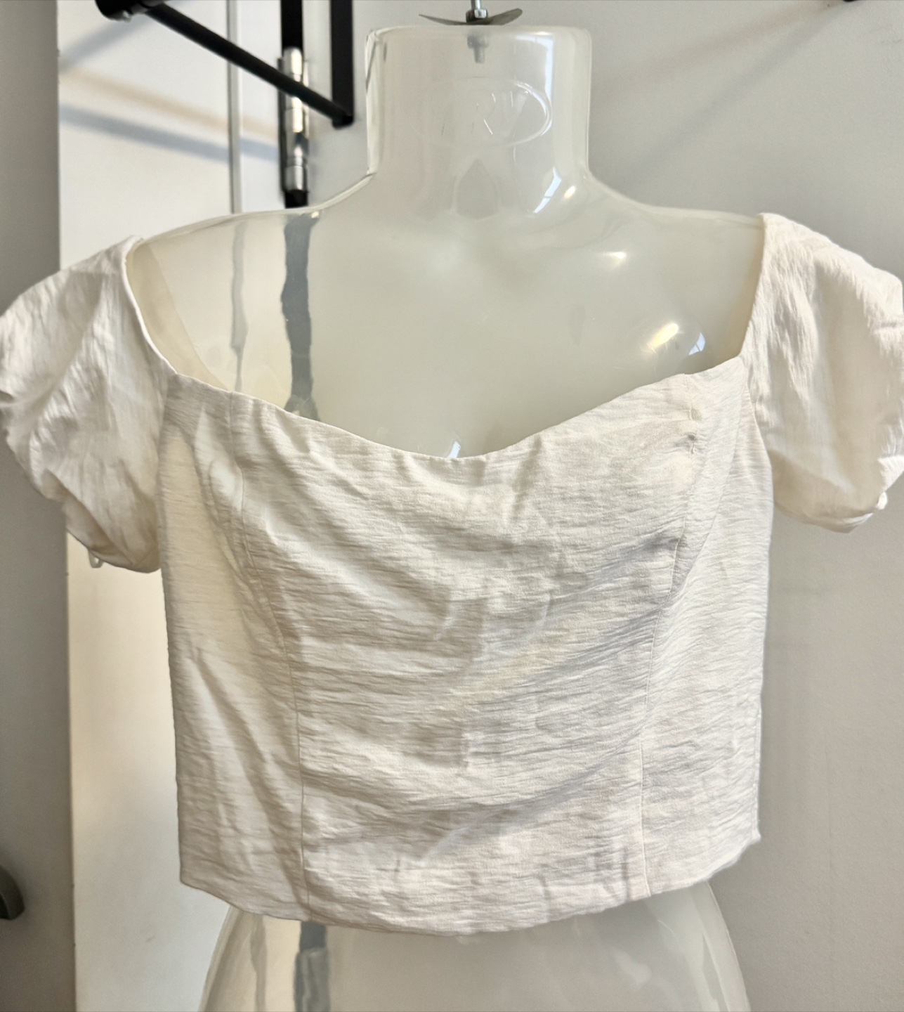 Dynamite Off-Shoulder Crop Top: Size S