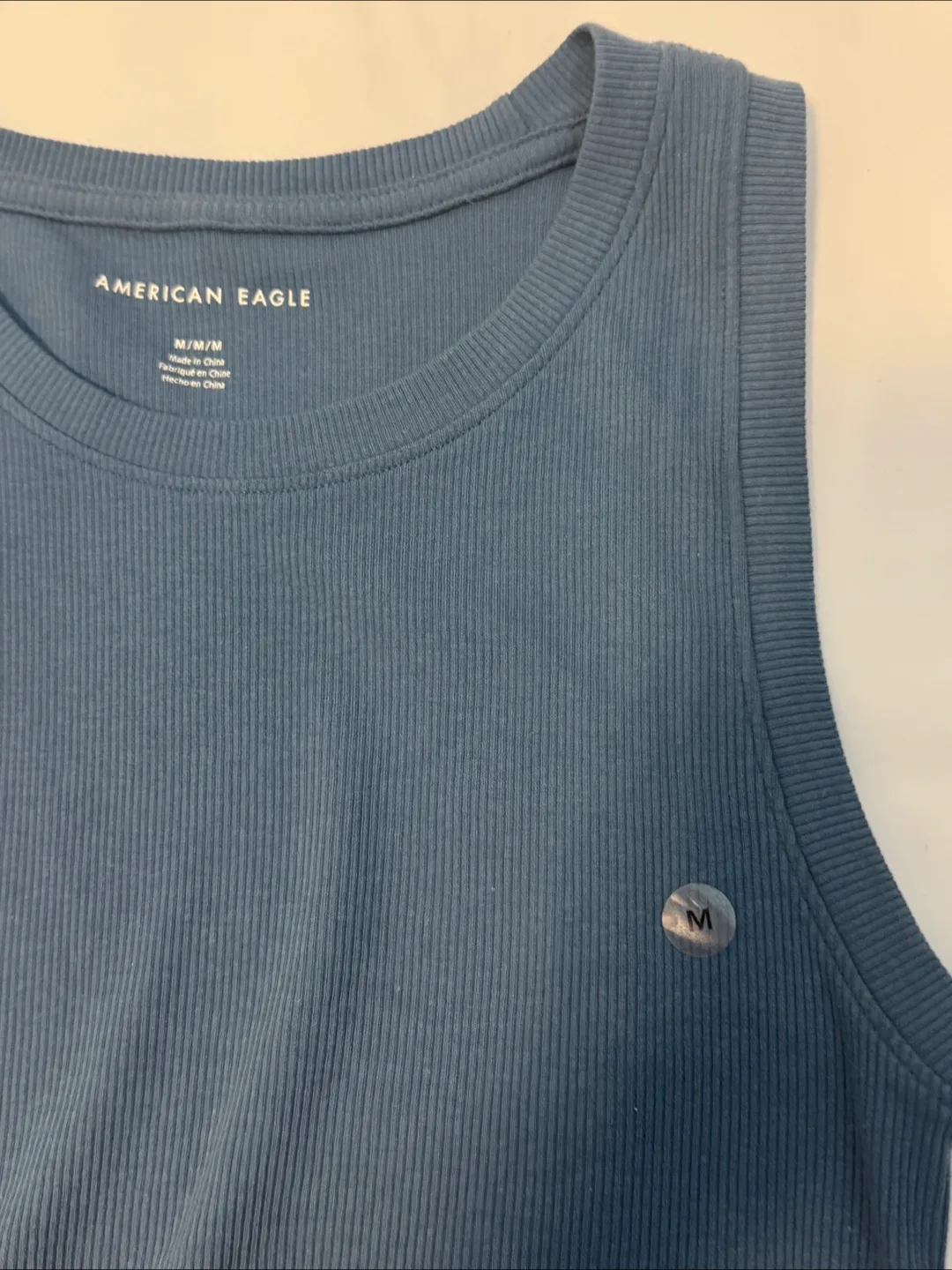 American Eagle Blue Ribbed Tank Top, Size S/M image indicator(3)
