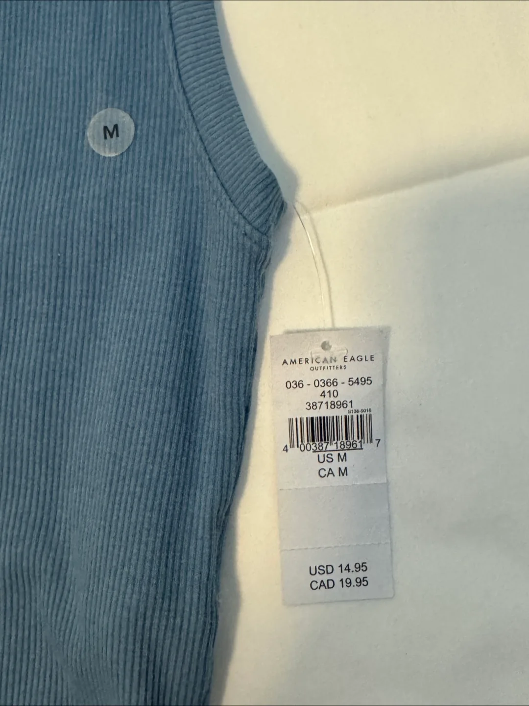 American Eagle Blue Ribbed Tank Top, Size S/M image indicator(2)