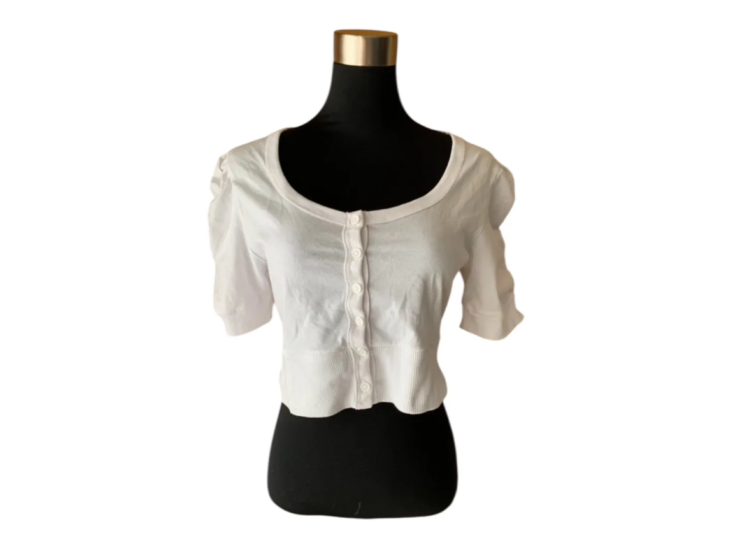 Vintage 2000s Y2K Button Up Crop Top S/M White image indicator(6)