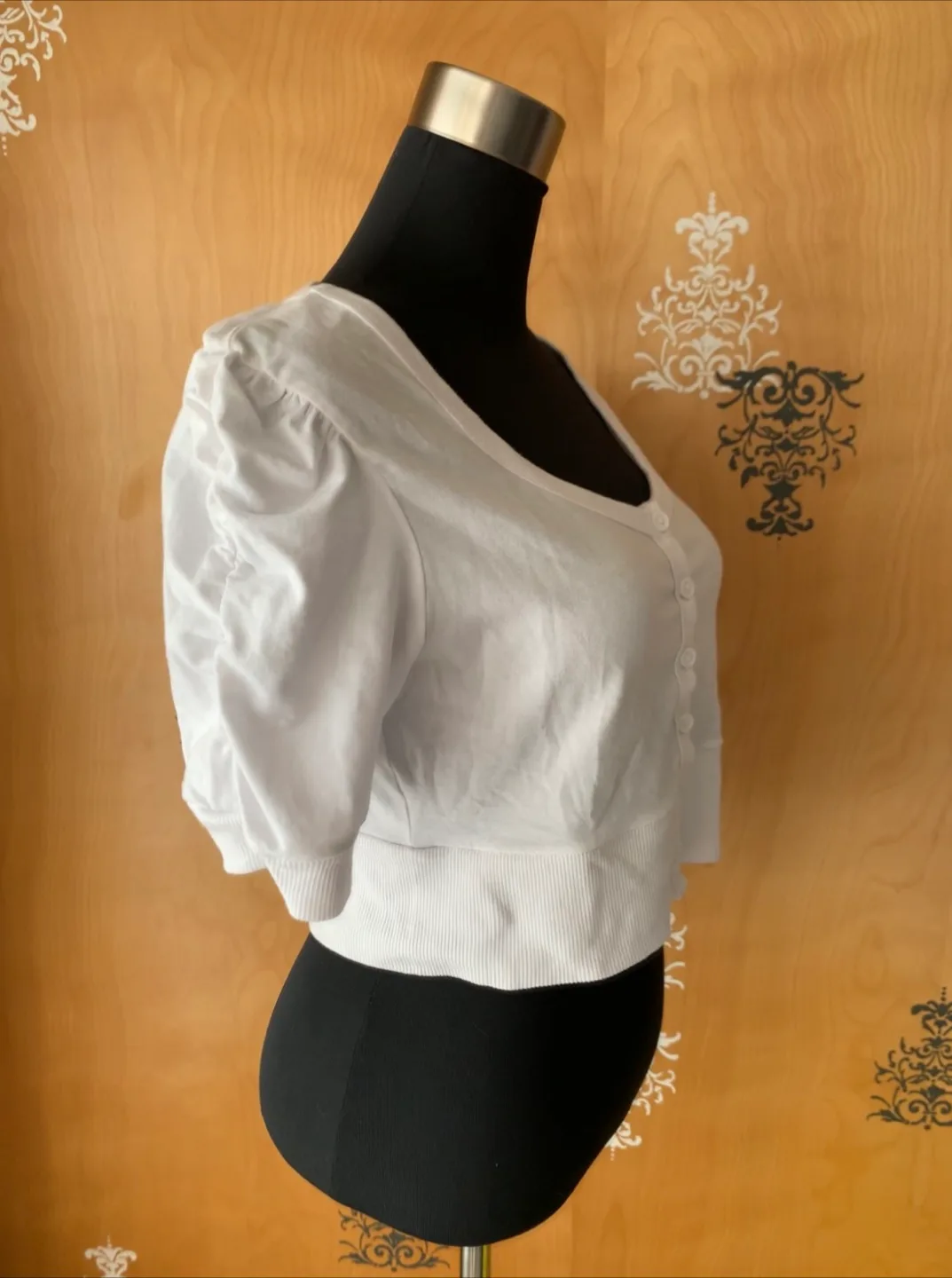 Vintage 2000s Y2K Button Up Crop Top S/M White image indicator(3)