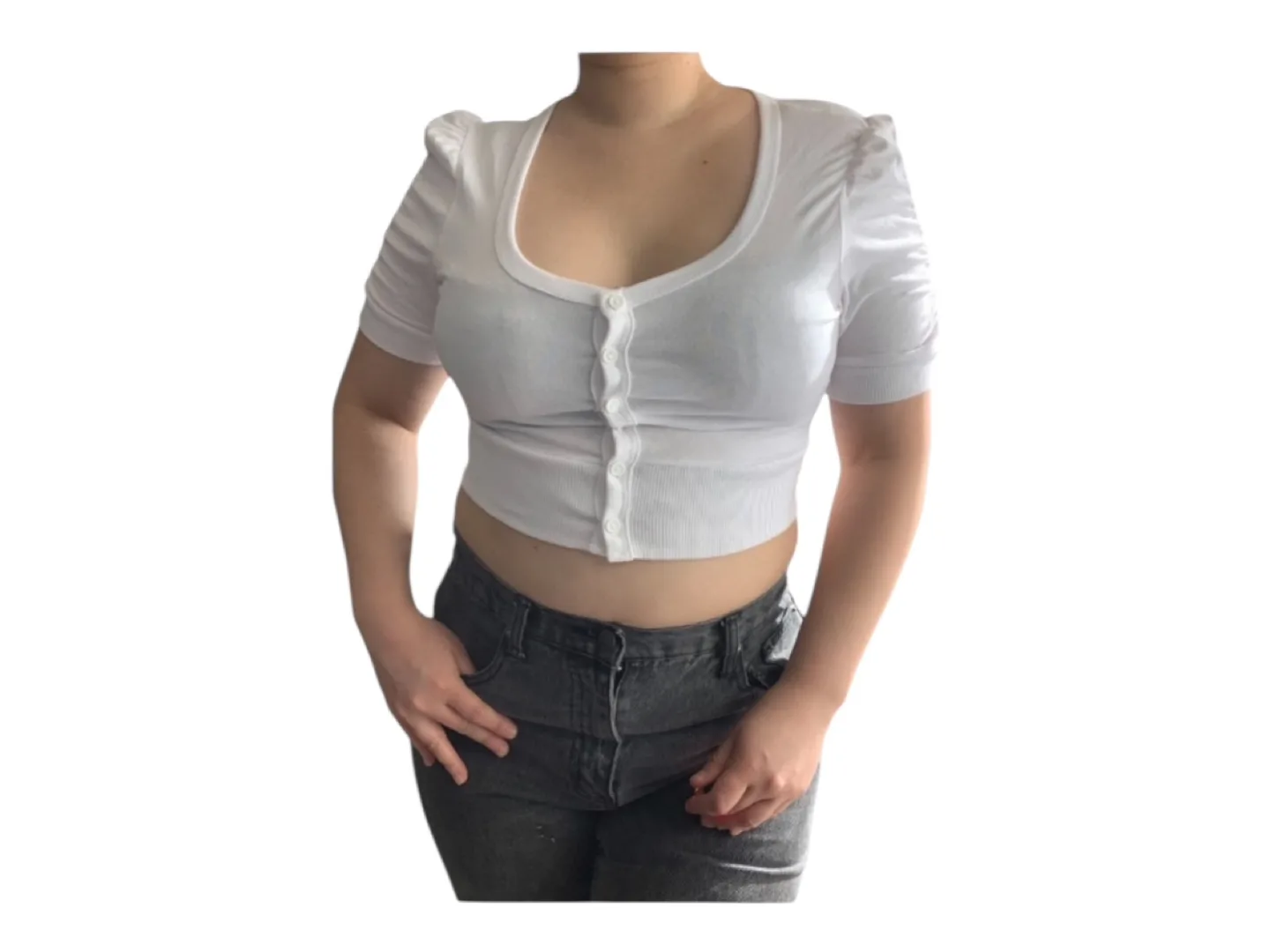 Vintage 2000s Y2K Button Up Crop Top S/M White image indicator(9)