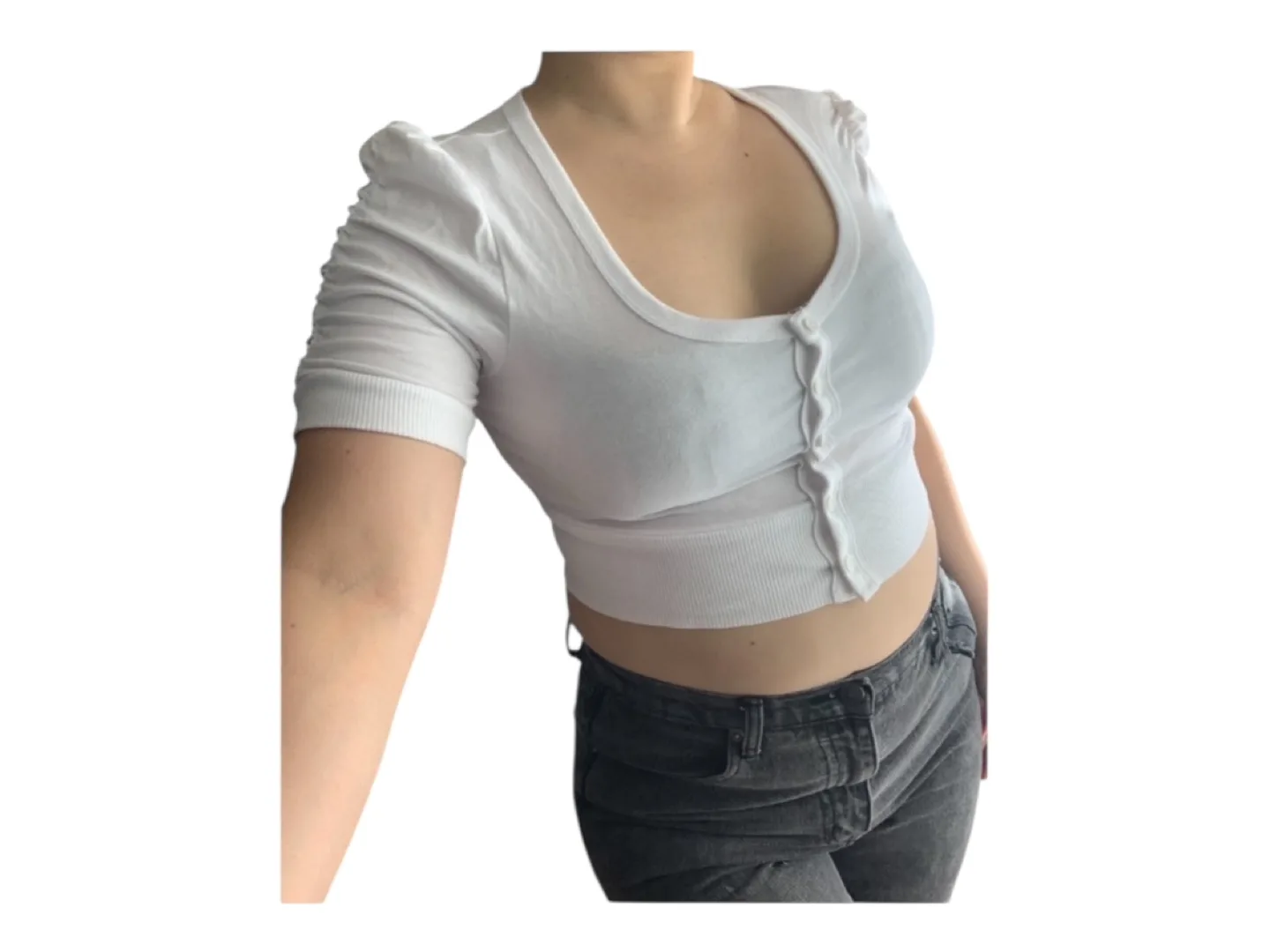 Vintage 2000s Y2K Button Up Crop Top S/M White image indicator(8)