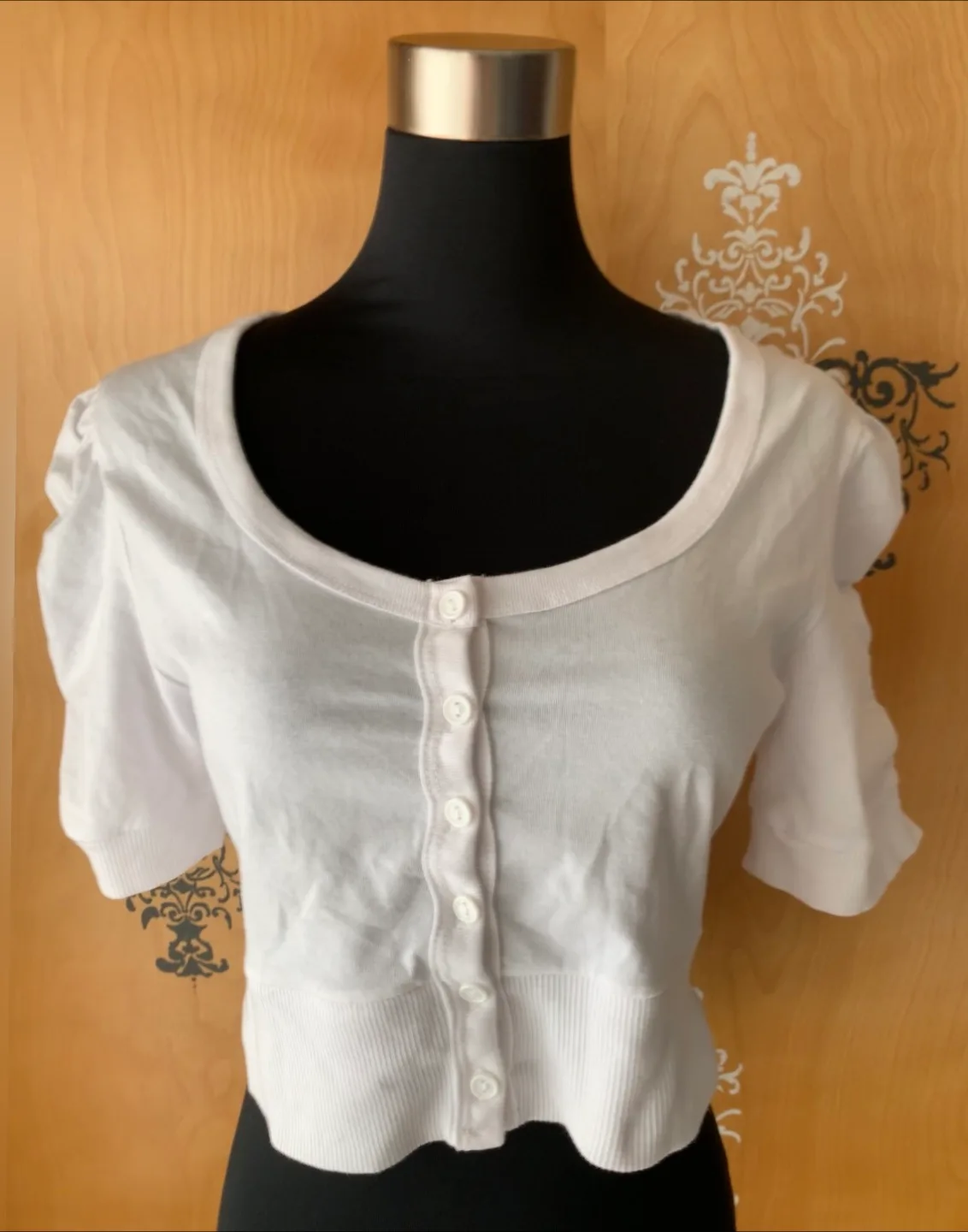 Vintage 2000s Y2K Button Up Crop Top S/M White image indicator(2)