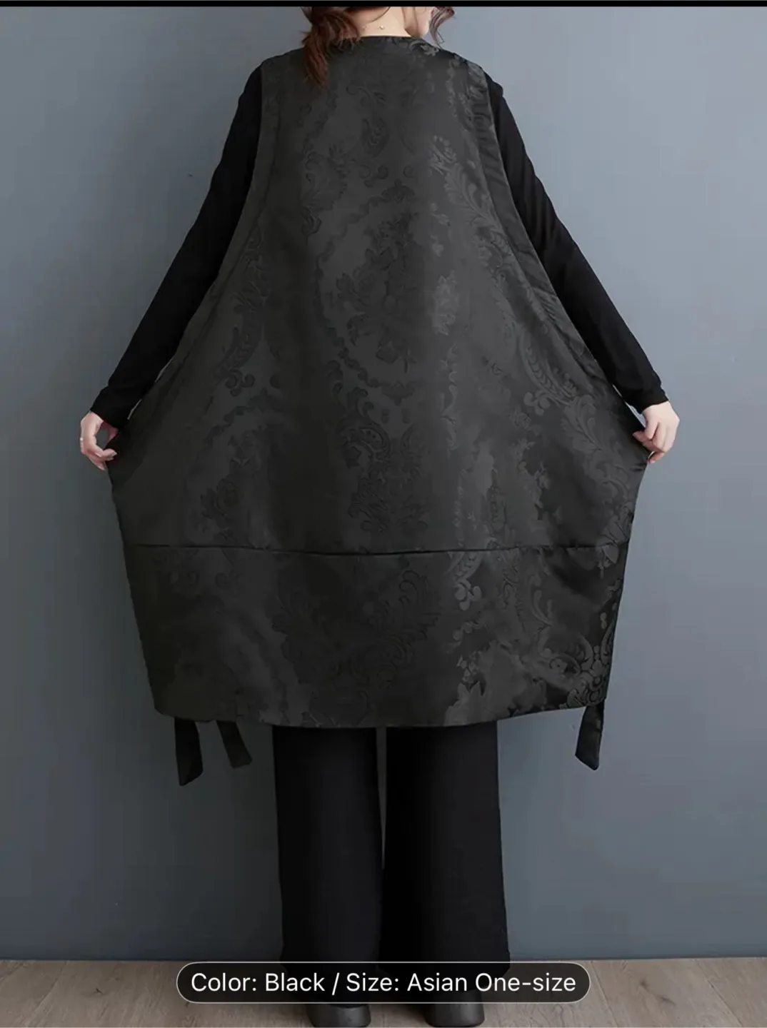 Dragon Print Asymmetrical Vest - Black, One Size image indicator(5)