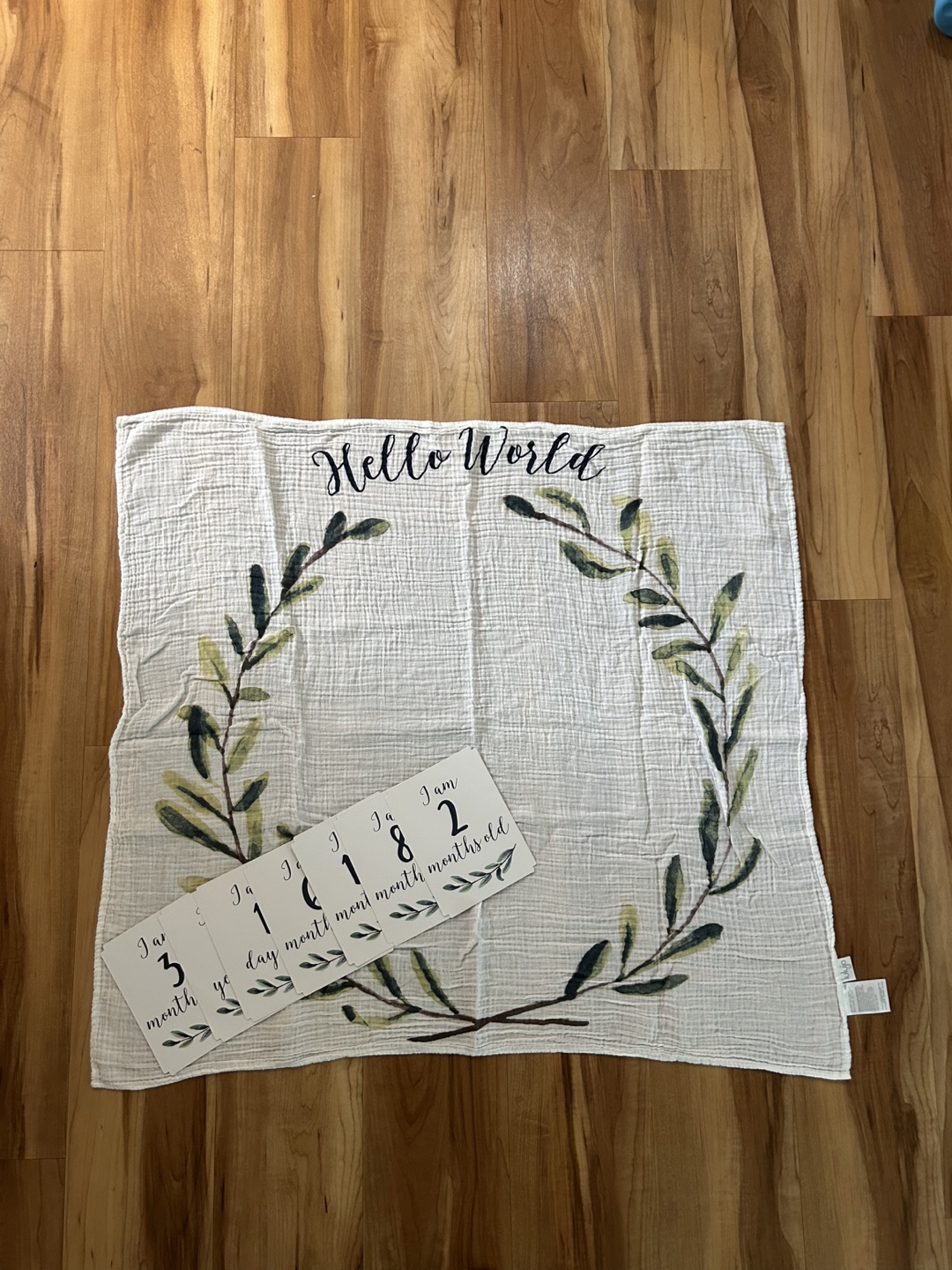 Lulujo Hello World Milestone Blanket